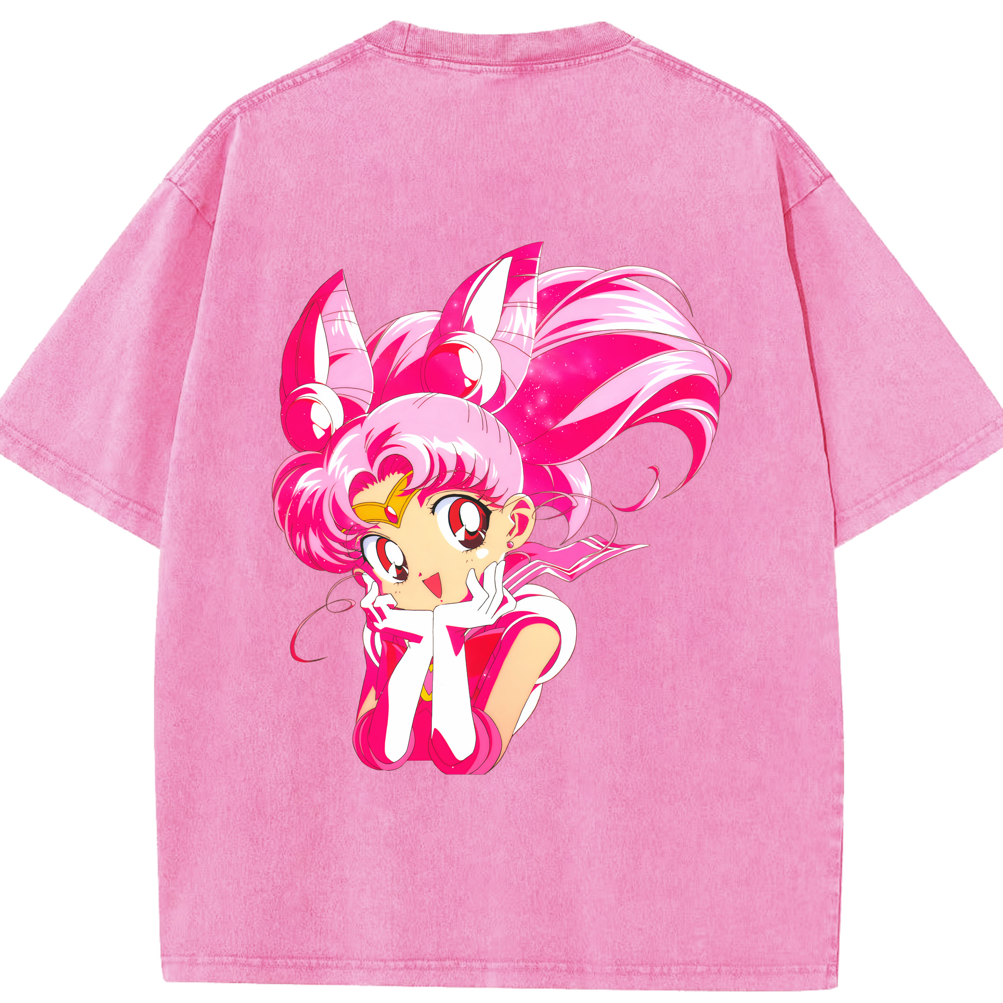 （画像用） 美少女戦士セーラームーン ちびうさ Sailor Moon Chibiusa Tsukino Usagi Small Lady Serenity 綿100% ヴィンテージ風 半袖Tシャツ（背面プリント）
